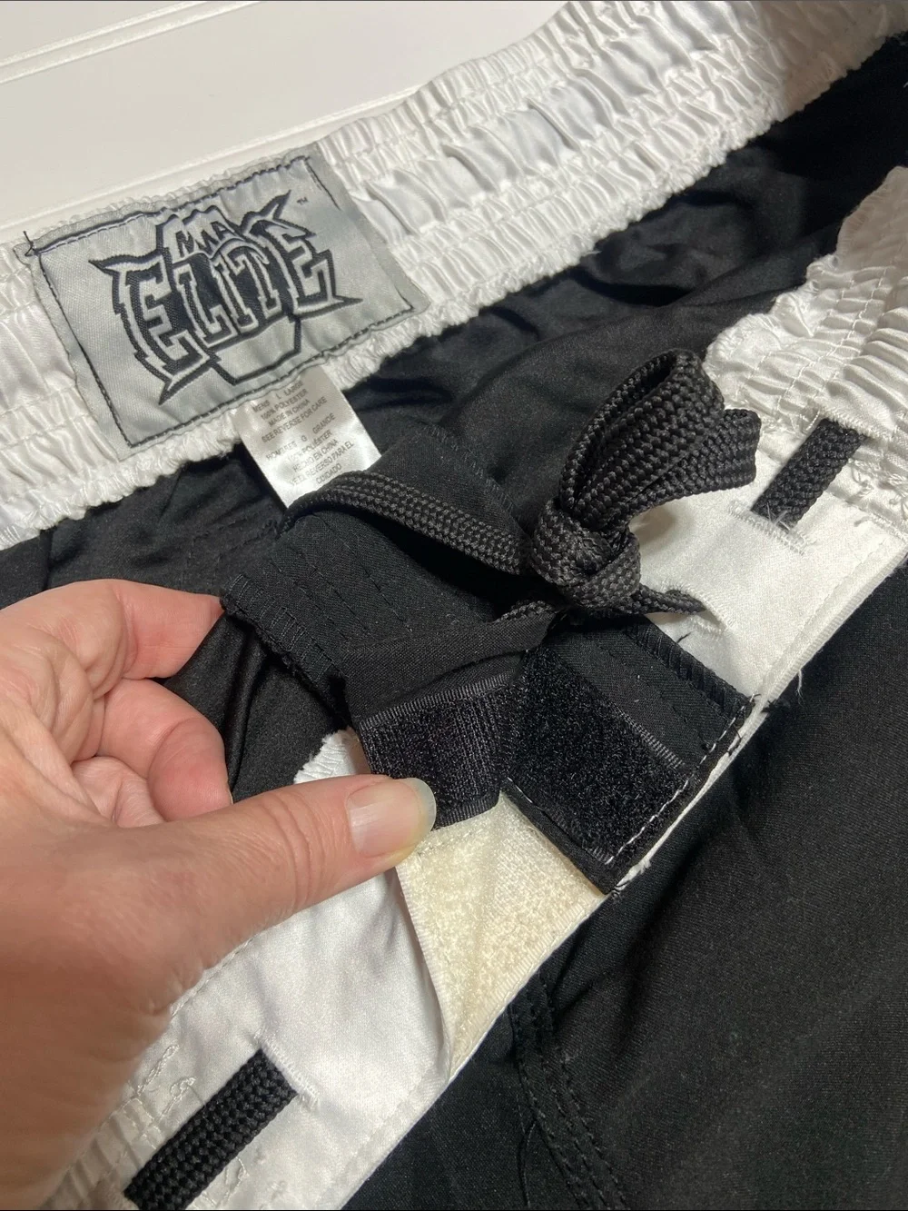 MMA Elite Men's Large Fight Shorts Black &‎ White Baggy Y2K Streetwear
